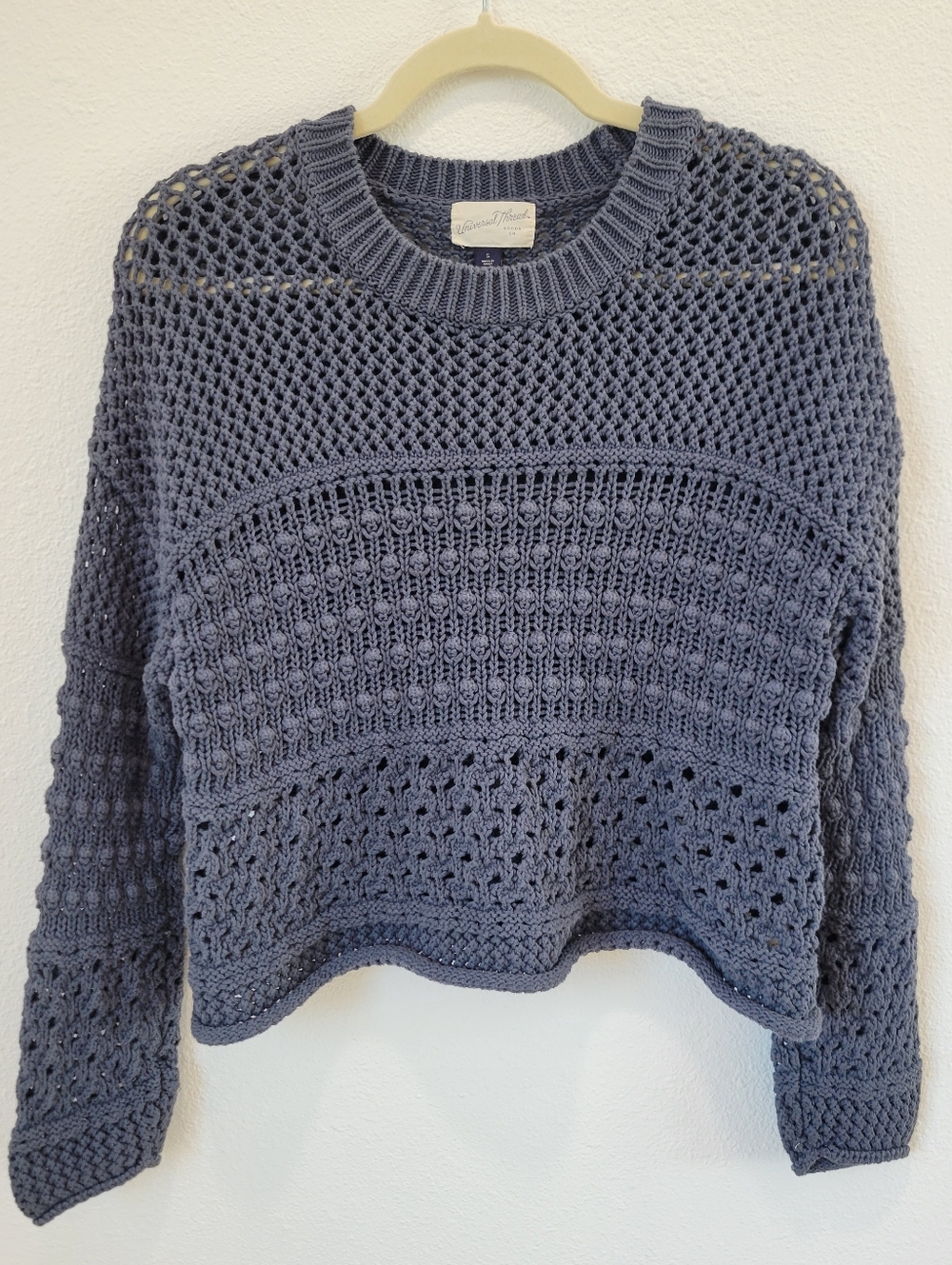 Universal Thread Women’s S Blue Crochet Sweater Open Knit Beach Boho Coastal